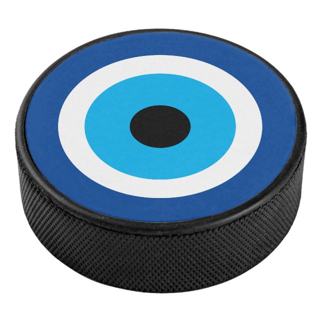 Evil Eye luck symbol ice hockey puck design (3/4)