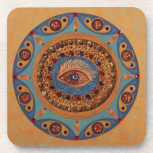Evil Eye Mandala: Good Luck Symbol Coaster