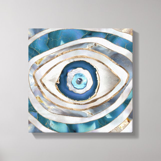 Evil Eye Mineral textures and gold Canvas Print (Front)
