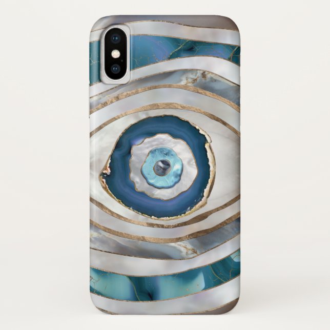 Evil Eye Mineral textures and gold Case-Mate iPhone Case (Back)
