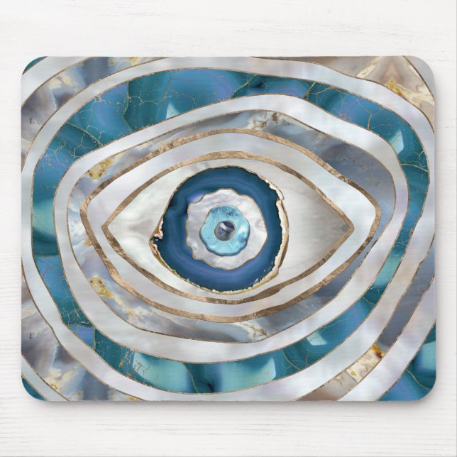Evil Eye Mineral textures and gold Mouse Mat (Front)