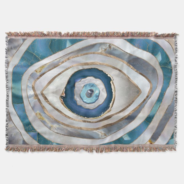 Evil Eye Mineral textures and gold Throw Blanket (Front)