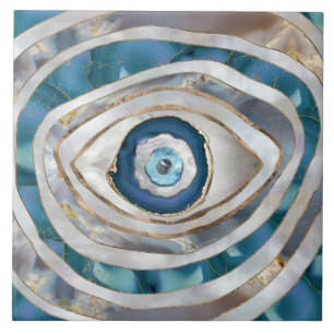 Evil Eye Mineral textures and gold Tile