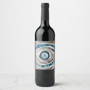 Evil Eye Mineral textures and gold Wine Label
