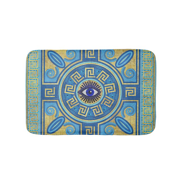 Evil Eye Mosaic Tile ornament Bath Mat (Front)