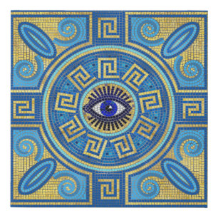 Evil Eye Mosaic Tile ornament Faux Canvas Print