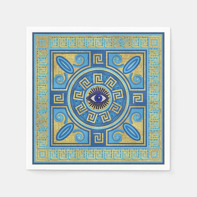 Evil Eye Mosaic Tile ornament Napkin (Front)