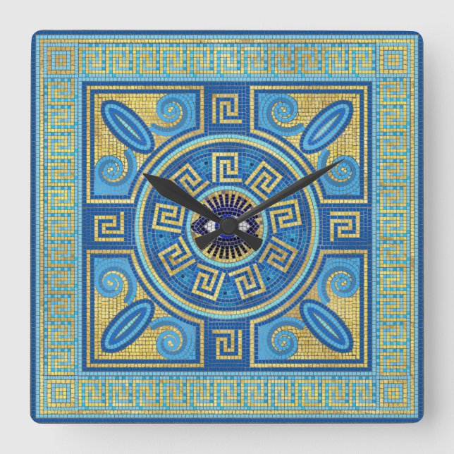 Evil Eye Mosaic Tile ornament Square Wall Clock (Front)
