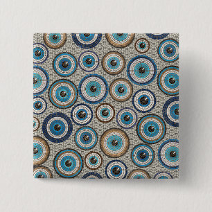 Evil Eye Mosaic Tile Pattern 15 Cm Square Badge