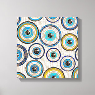 Evil Eye Mosaic Tile Pattern Canvas Print