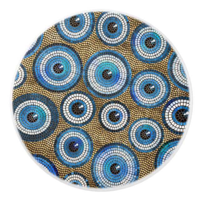 Evil Eye Mosaic Tile Pattern Ceramic Knob (Front)