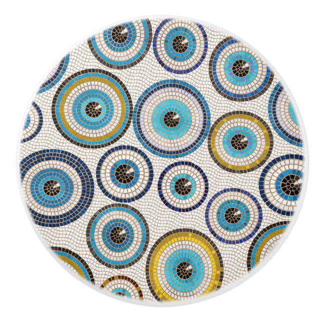 Evil Eye Mosaic Tile Pattern Ceramic Knob (Front)