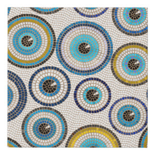 Evil Eye Mosaic Tile Pattern Faux Canvas Print