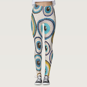 Evil Eye Mosaic Tile Pattern Leggings