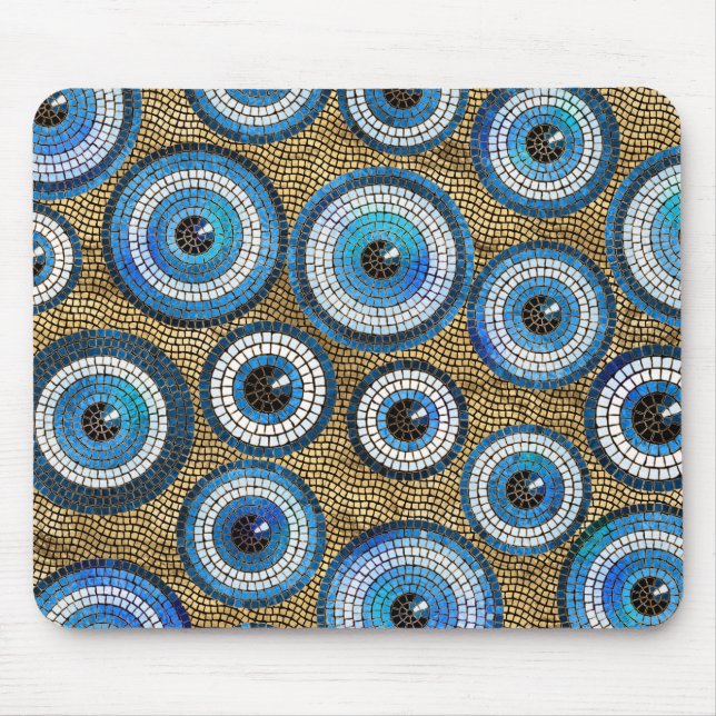 Evil Eye Mosaic Tile Pattern Mouse Mat (Front)