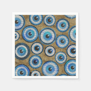 Evil Eye Mosaic Tile Pattern Napkin