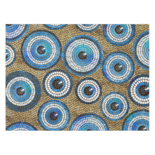 Evil Eye Mosaic Tile Pattern Tablecloth