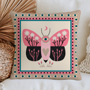 Evil Eye Moth Elegant Insect Mystical Pastel Cushion