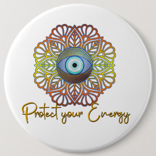 Evil Eye Mystical Celestial Third Eye Energy  6 Cm Round Badge