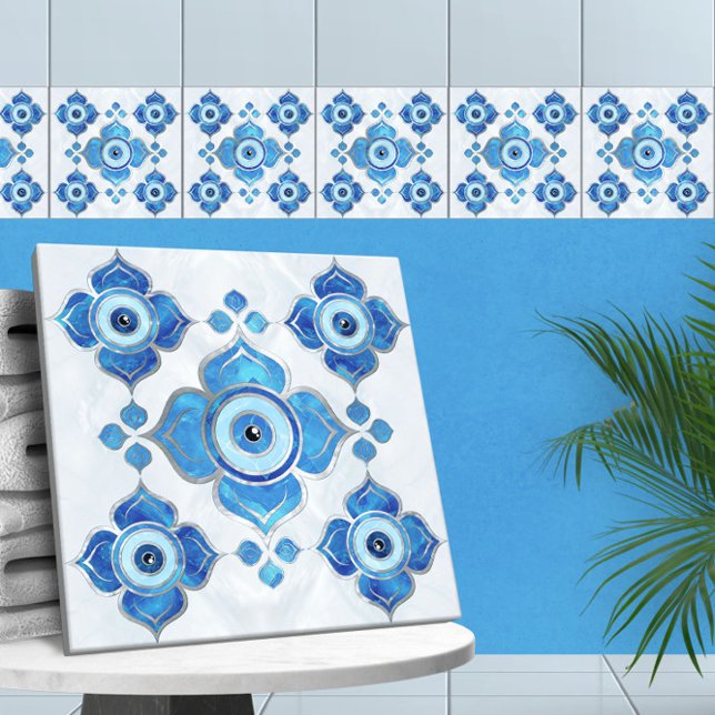 Evil Eye Ornament Blues and Pearl Tile (Creator Uploaded)