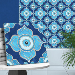 Evil Eye Ornament Blues and Pearl Tile