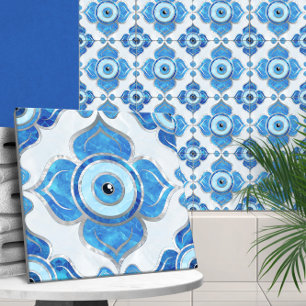 Evil Eye Ornament Blues and Pearl Tile