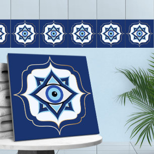 Evil Eye Ornament Moroccan Quatrefoil  Tile