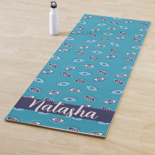 Evil Eye Pattern Cute Zen Nazar Custom Name Yoga Mat