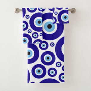 Evil Eye Pattern, Greek Eye, Turkish Eye, Nazar Bath Towel Set