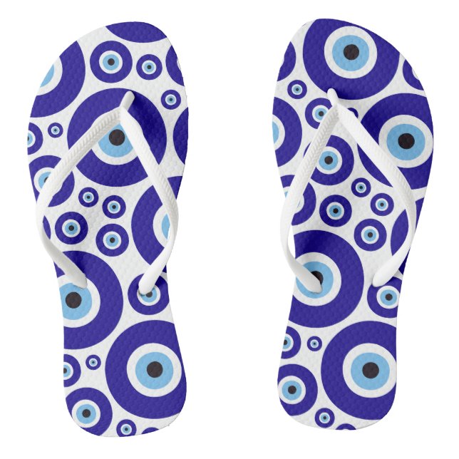 Evil Eye Pattern, Greek Eye, Turkish Eye, Nazar Flip Flops (Footbed)