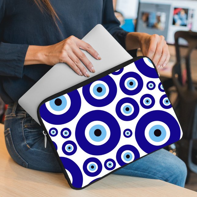 Evil Eye Pattern, Greek Eye, Turkish Eye, Nazar Laptop Sleeve (Creator Uploaded)