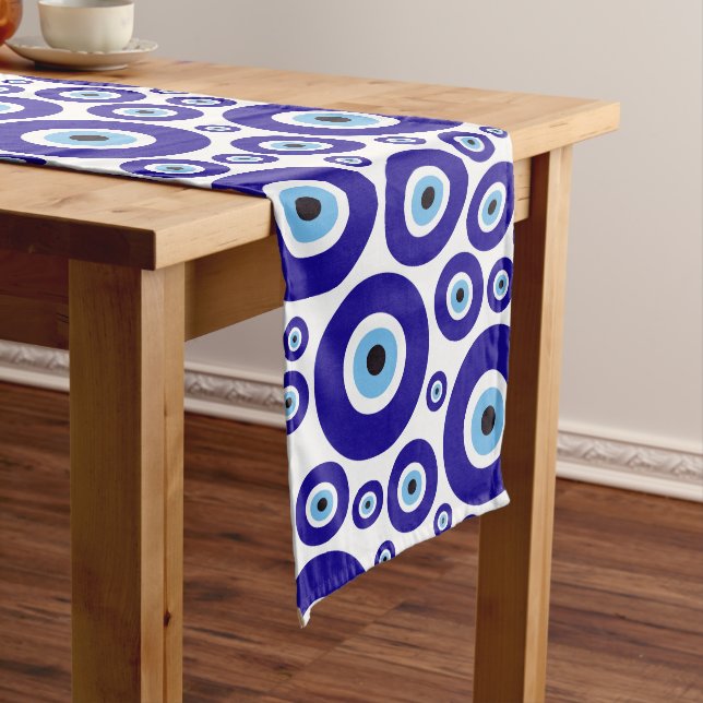 Evil Eye Pattern, Greek Eye, Turkish Eye, Nazar Medium Table Runner (In Situ)