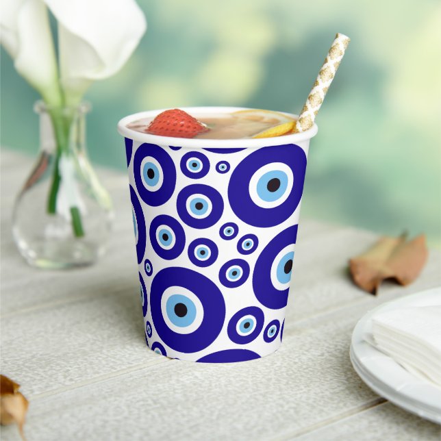 Evil Eye Pattern, Greek Eye, Turkish Eye, Nazar Paper Cups (Insitu)