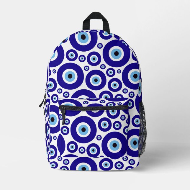 Evil Eye Pattern, Greek Eye, Turkish Eye, Nazar Printed Backpack (Front)