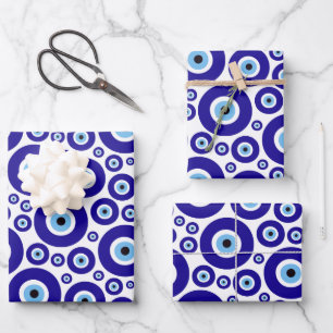 Evil Eye Pattern, Greek Eye, Turkish Eye, Nazar Wrapping Paper Sheet