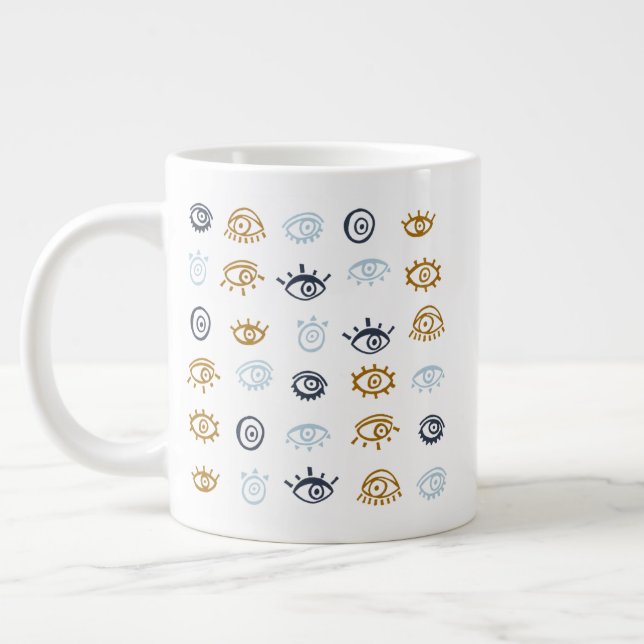 Evil Eye Pattern Large Coffee Mug (Left)