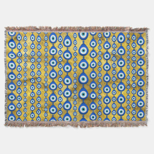 Evil Eye pattern on golden texture Throw Blanket