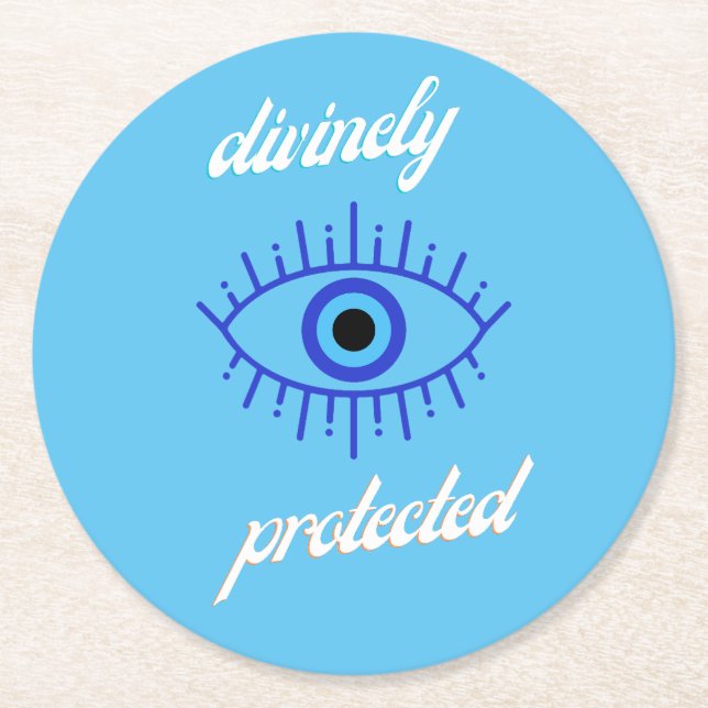 Evil Eye Protect Coffee  Round Paper Coaster (Front)