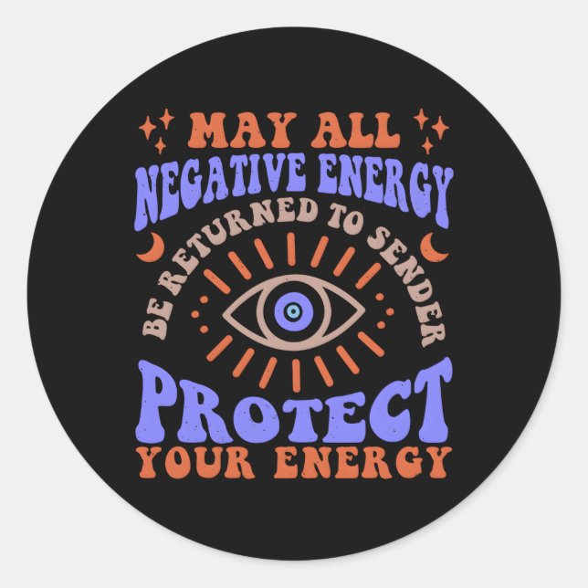 Evil Eye Protect Your Energy Preppy Salem S Classic Round Sticker (Front)