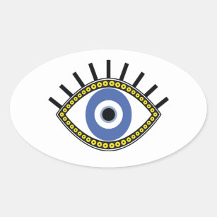 Evil eye protection ethnic talisman symbol oval sticker
