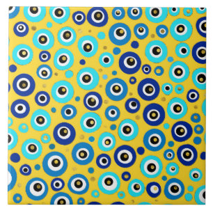 Evil Eye protection pattern on yellow Tile