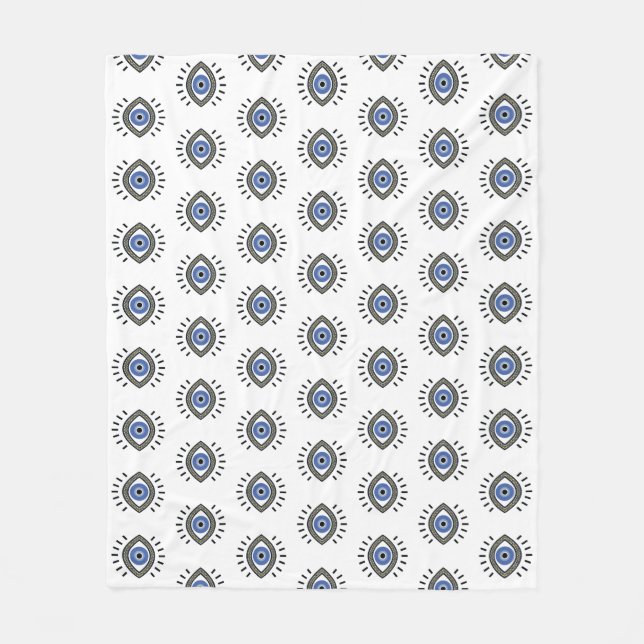 Evil eye protection symbol, blue eye  fleece blanket (Front)