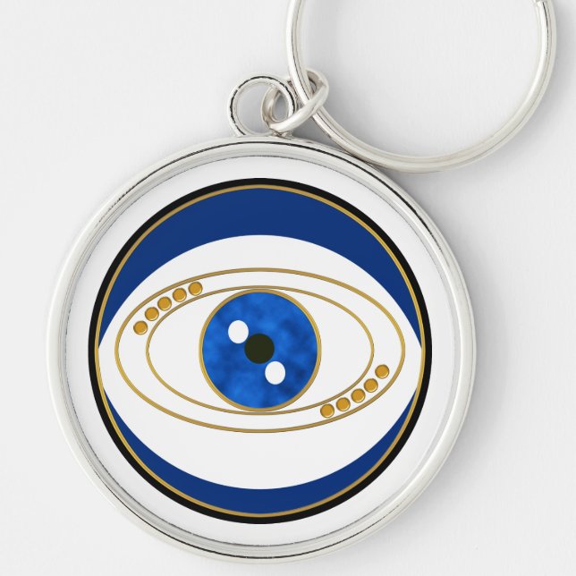 Evil Eye Silver Round Keychain (Front)
