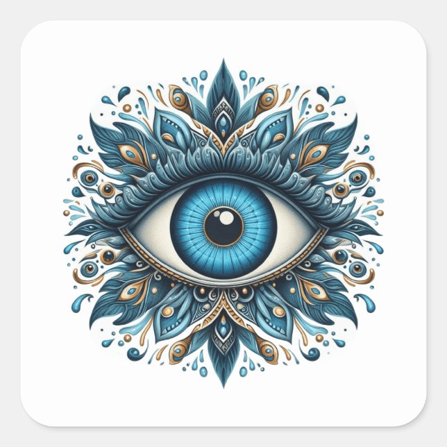 Evil eye square sticker (Front)