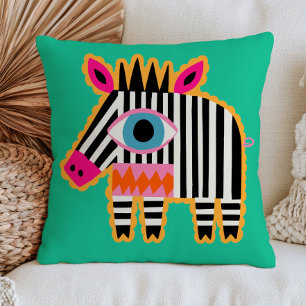 Evil Eye Striped Zebra Bold Maximalist Quirky Cushion