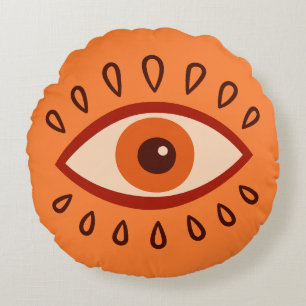 Evil Eye Sunset Boho Decor Accent Throw Round Cushion