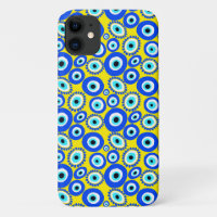 Evil Eye Symbol Pattern on Yellow