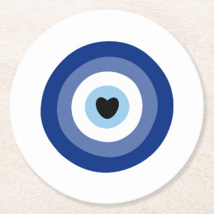 Evil Eye Symbol Protection Round Paper Coaster