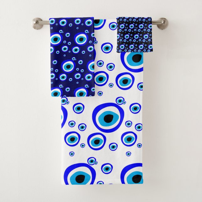 Evil Eye Talisman & Arabic Amulet /Turkish, Greek  Bath Towel Set (Insitu)