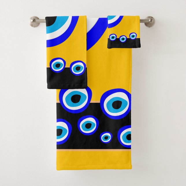 Evil Eye Talisman & Arabic Amulet /Turkish, Greek Bath Towel Set (Insitu)
